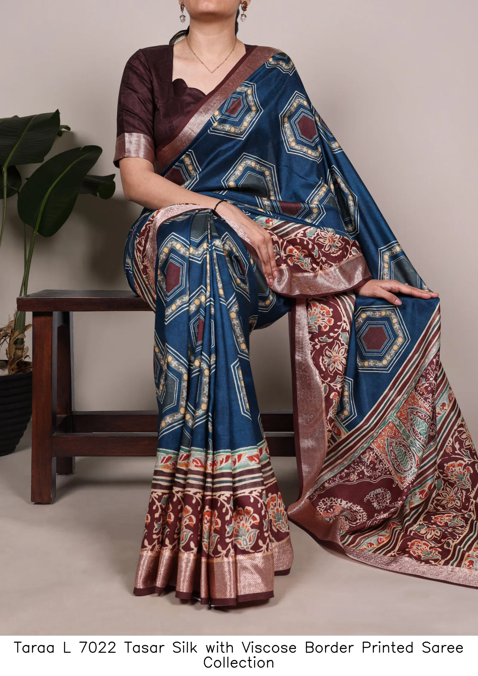 Taraa L 7022 Tasar Silk with Viscose Border Printed Saree Collection - Image 11