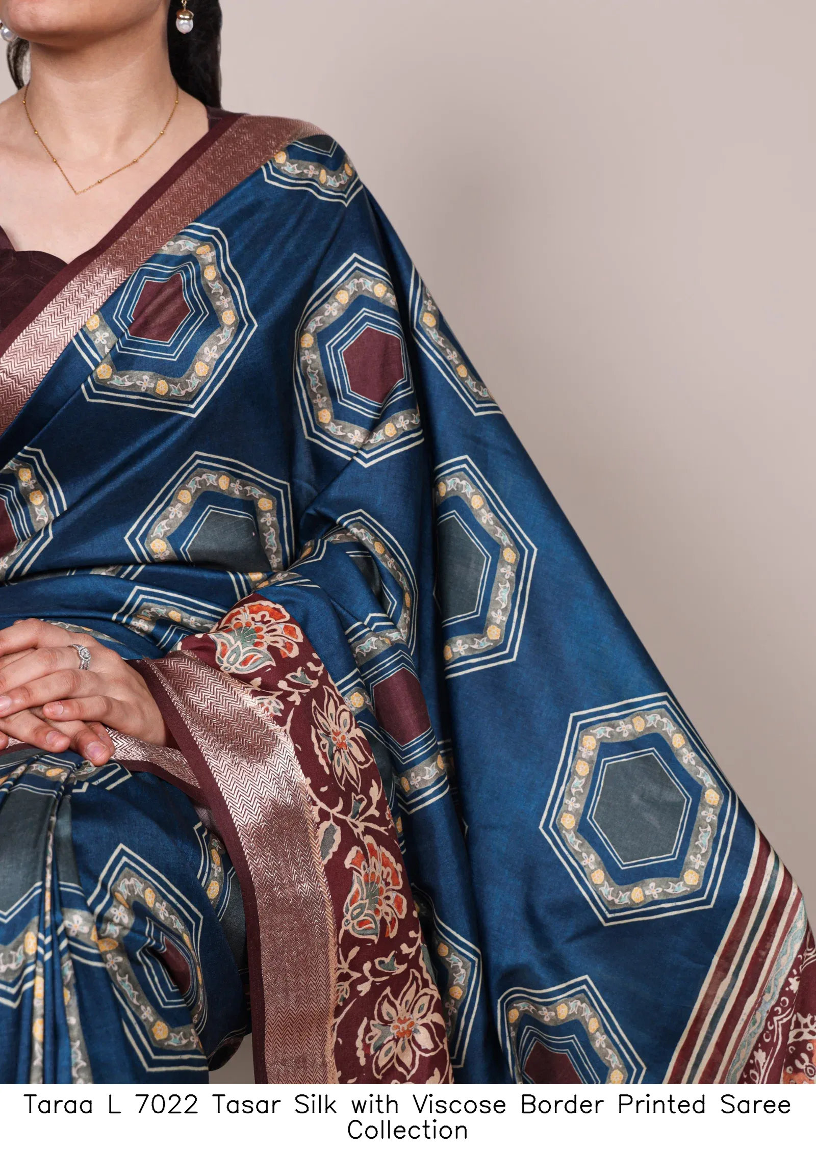Taraa L 7022 Tasar Silk with Viscose Border Printed Saree Collection - Image 14