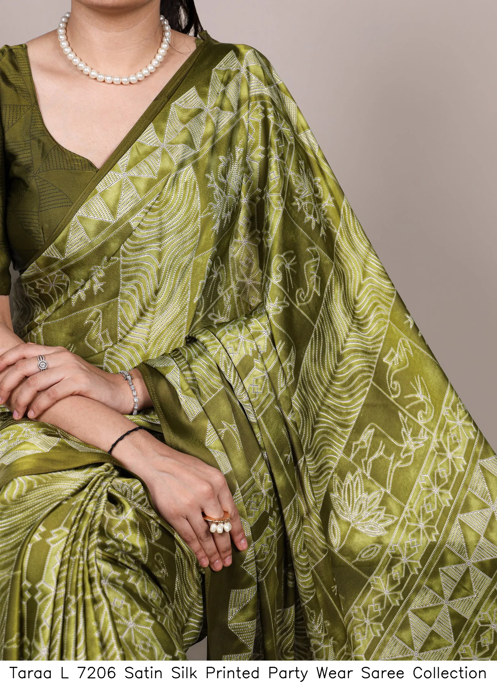 Taraa L 7206 Satin Silk Printed Party Wear Saree Collection - Image 4