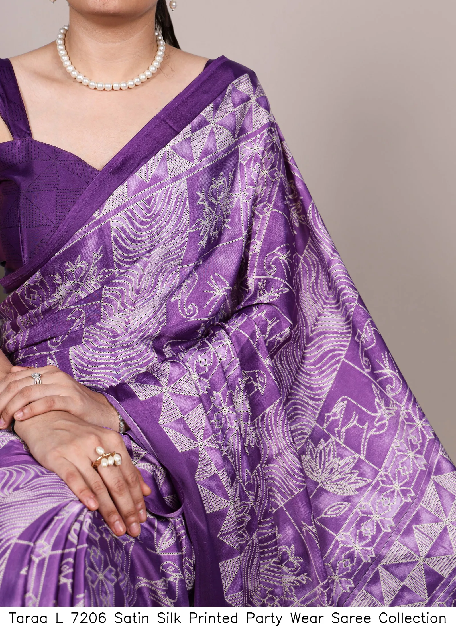 Taraa L 7206 Satin Silk Printed Party Wear Saree Collection - Image 5