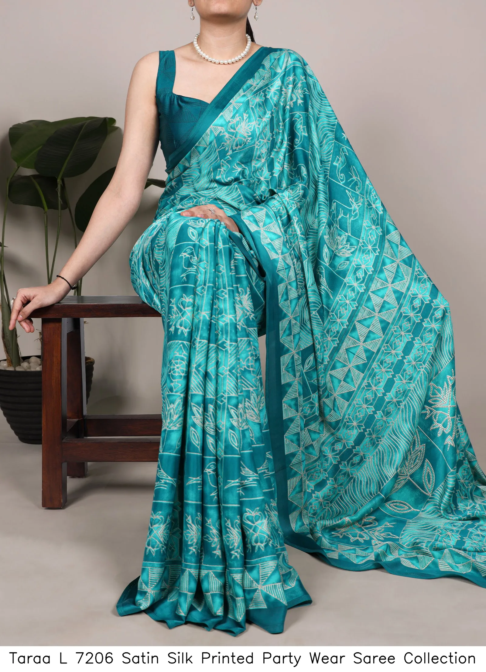 Taraa L 7206 Satin Silk Printed Party Wear Saree Collection - Image 7
