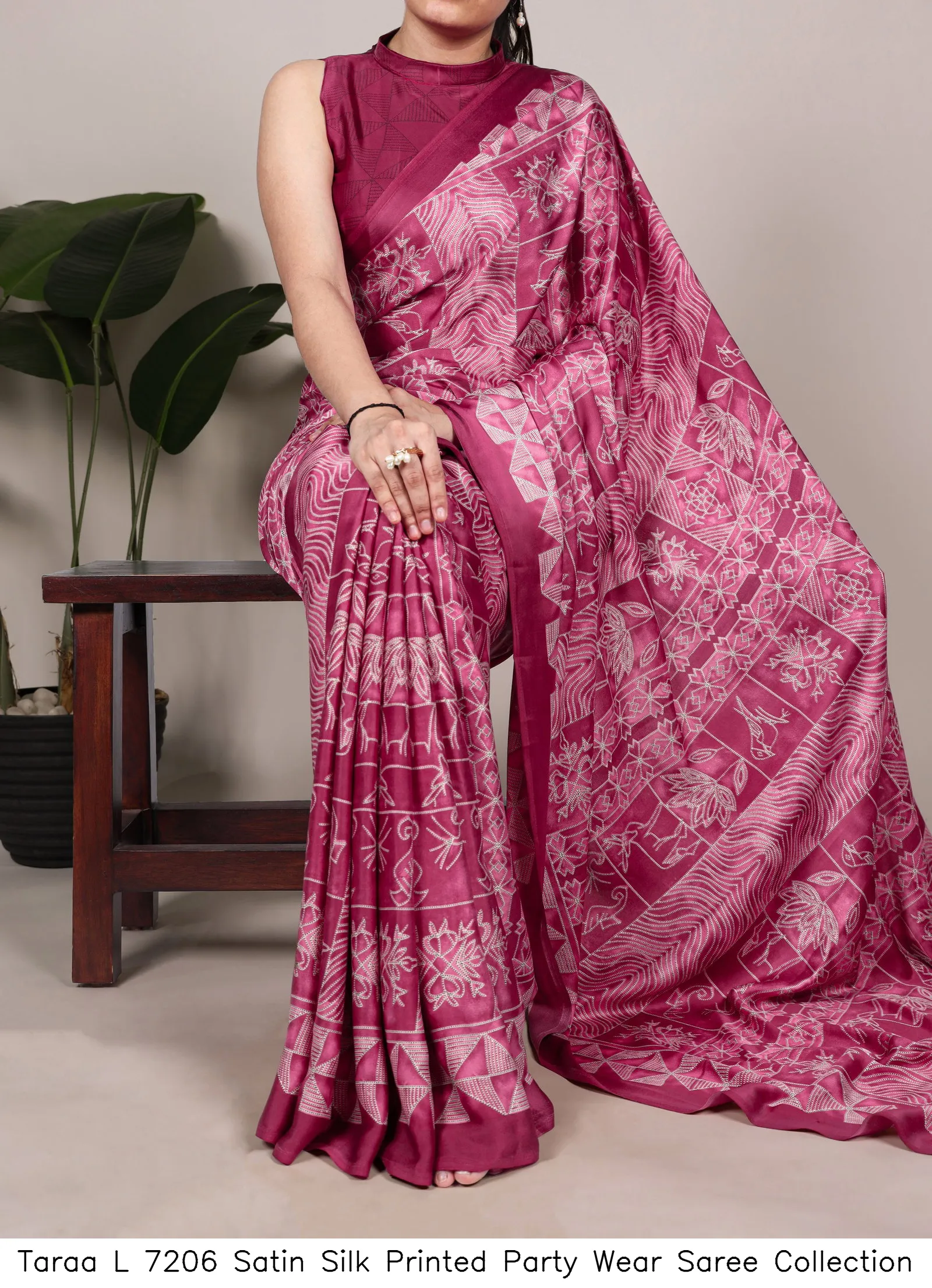 Taraa L 7206 Satin Silk Printed Party Wear Saree Collection - Image 8