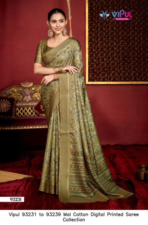 Vipul 93231 to 93239 Mal Cotton Digital Printed Saree Collection