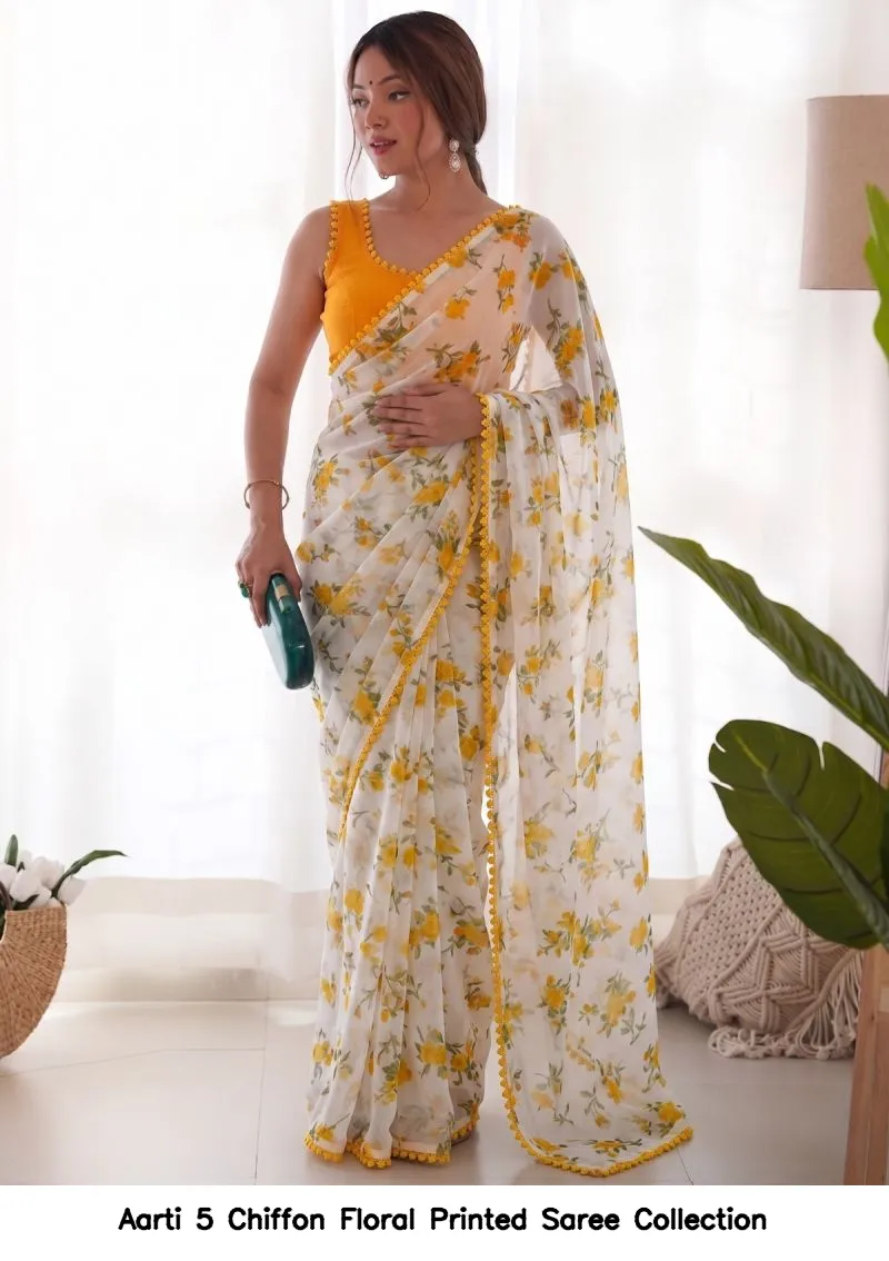 Aarti 5 Chiffon Floral Printed Saree Collection - Image 5