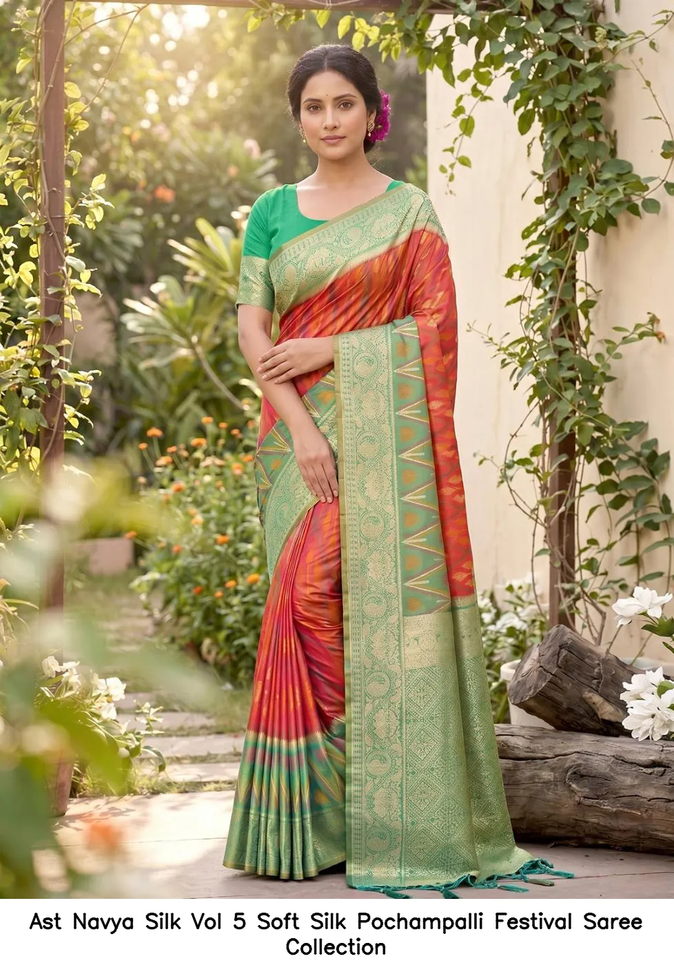 Ast Navya Silk Vol 5 Soft Silk Pochampalli Festival Saree Collection - Image 10