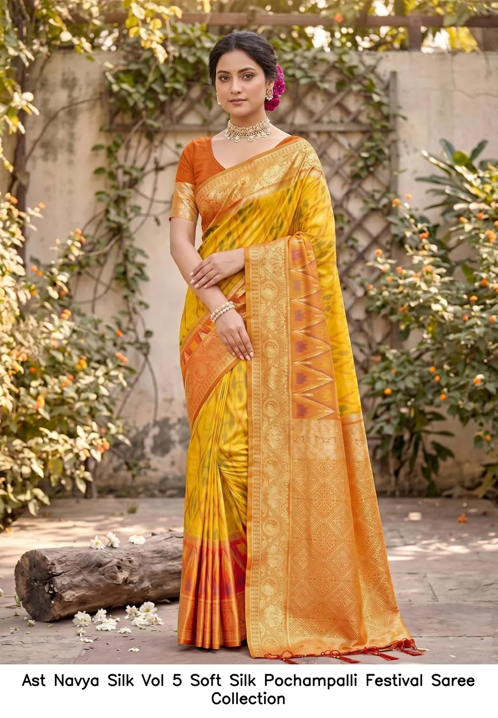 Ast Navya Silk Vol 5 Soft Silk Pochampalli Festival Saree Collection - Image 4