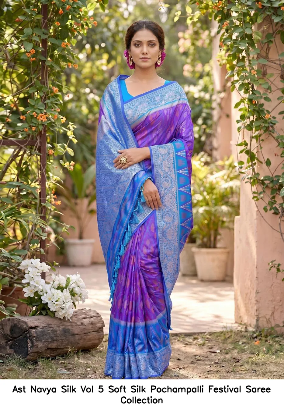 Ast Navya Silk Vol 5 Soft Silk Pochampalli Festival Saree Collection - Image 5