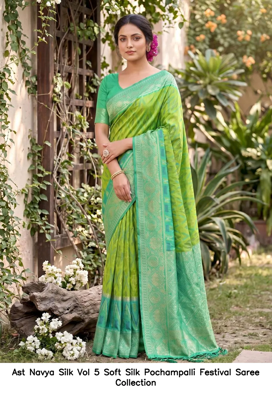 Ast Navya Silk Vol 5 Soft Silk Pochampalli Festival Saree Collection - Image 7