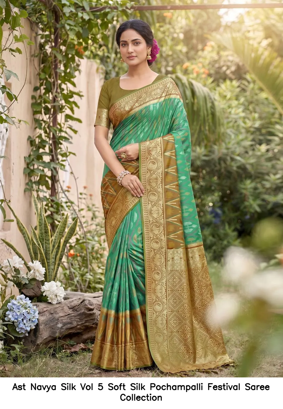 Ast Navya Silk Vol 5 Soft Silk Pochampalli Festival Saree Collection - Image 8