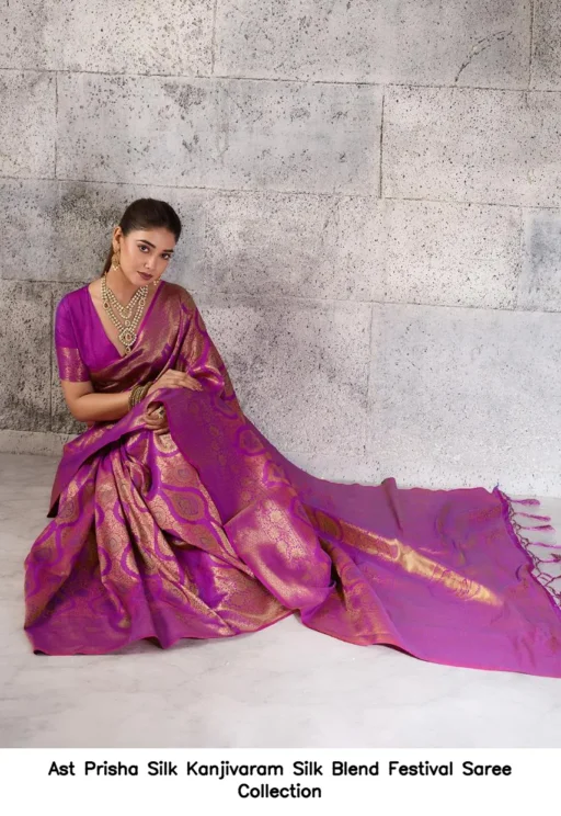 Ast Prisha Silk Kanjivaram Silk Blend Festival Saree Collection