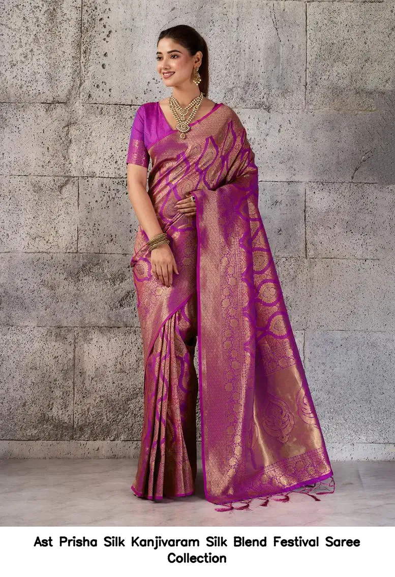 Ast Prisha Silk Kanjivaram Silk Blend Festival Saree Collection - Image 8