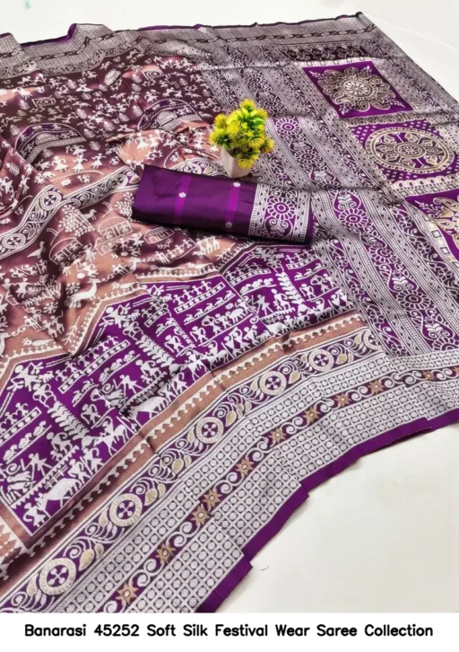 Banarasi 45252 Soft Silk Festival Wear Saree Collection