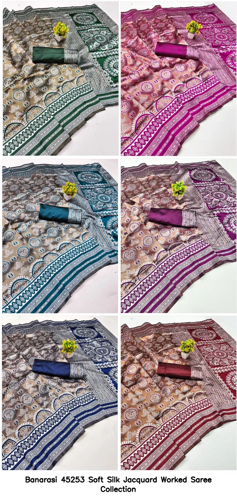 Banarasi 45253 Soft Silk Jacquard Worked Saree Collection - Image 9