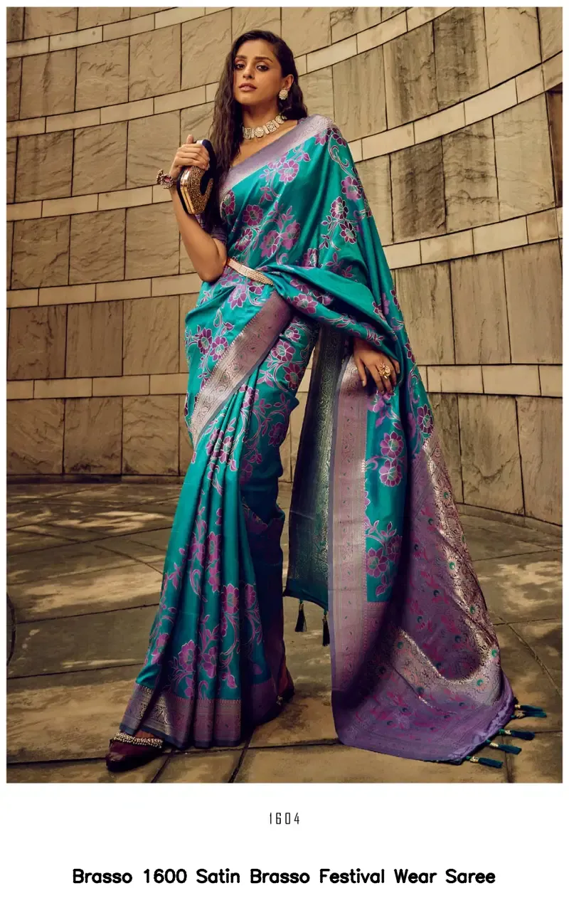 Brasso 1600 Satin Brasso Festival Wear Saree - Image 3