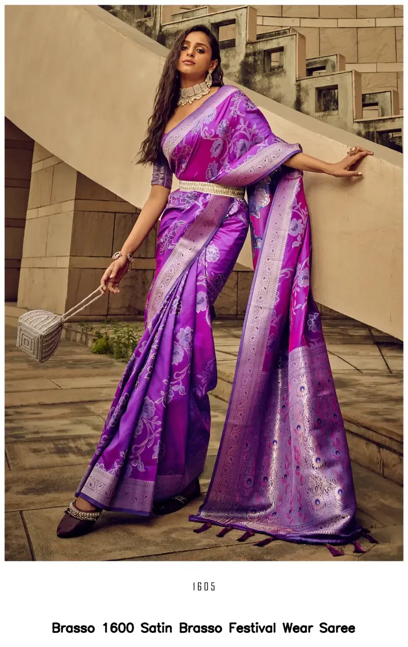 Brasso 1600 Satin Brasso Festival Wear Saree - Image 4