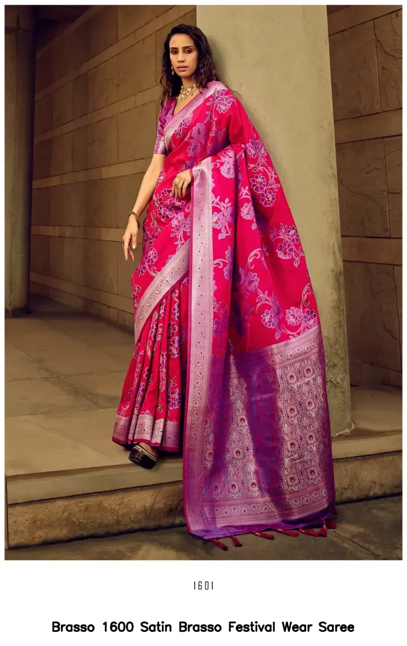 Brasso 1600 Satin Brasso Festival Wear Saree - Image 5