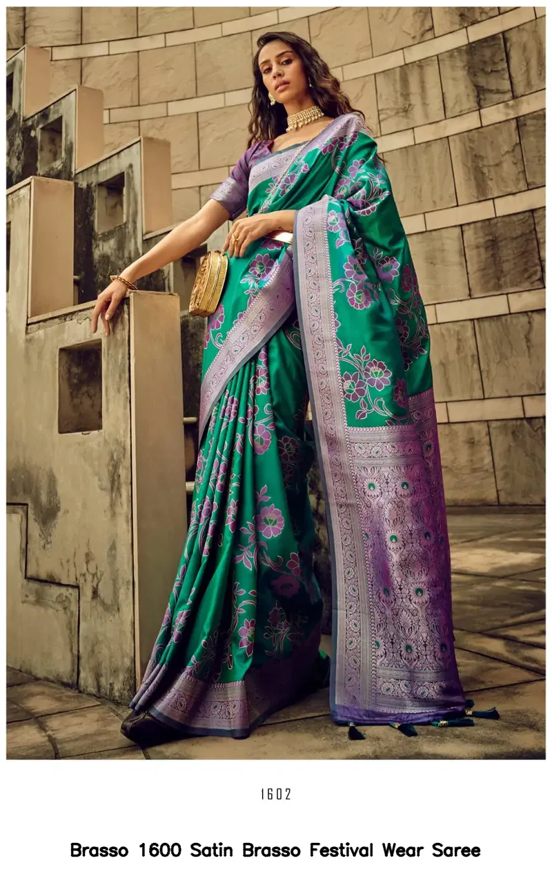 Brasso 1600 Satin Brasso Festival Wear Saree - Image 6