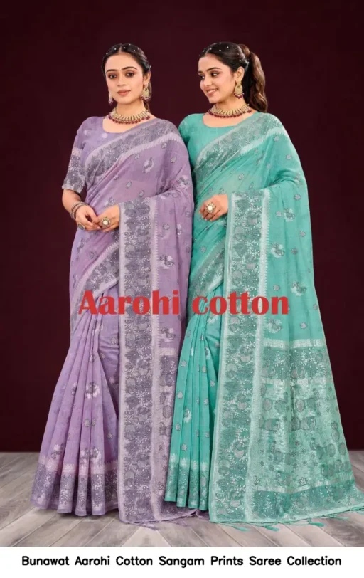 Bunawat Aarohi Cotton Sangam Prints Saree Collection