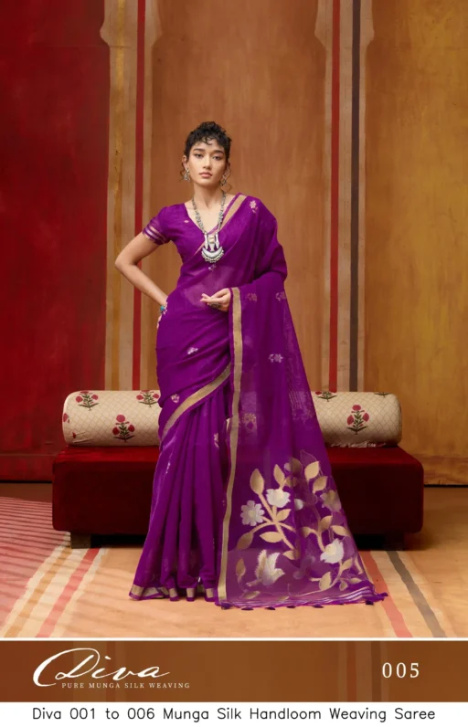 Diva 001 to 006 Munga Silk Handloom Weaving Saree