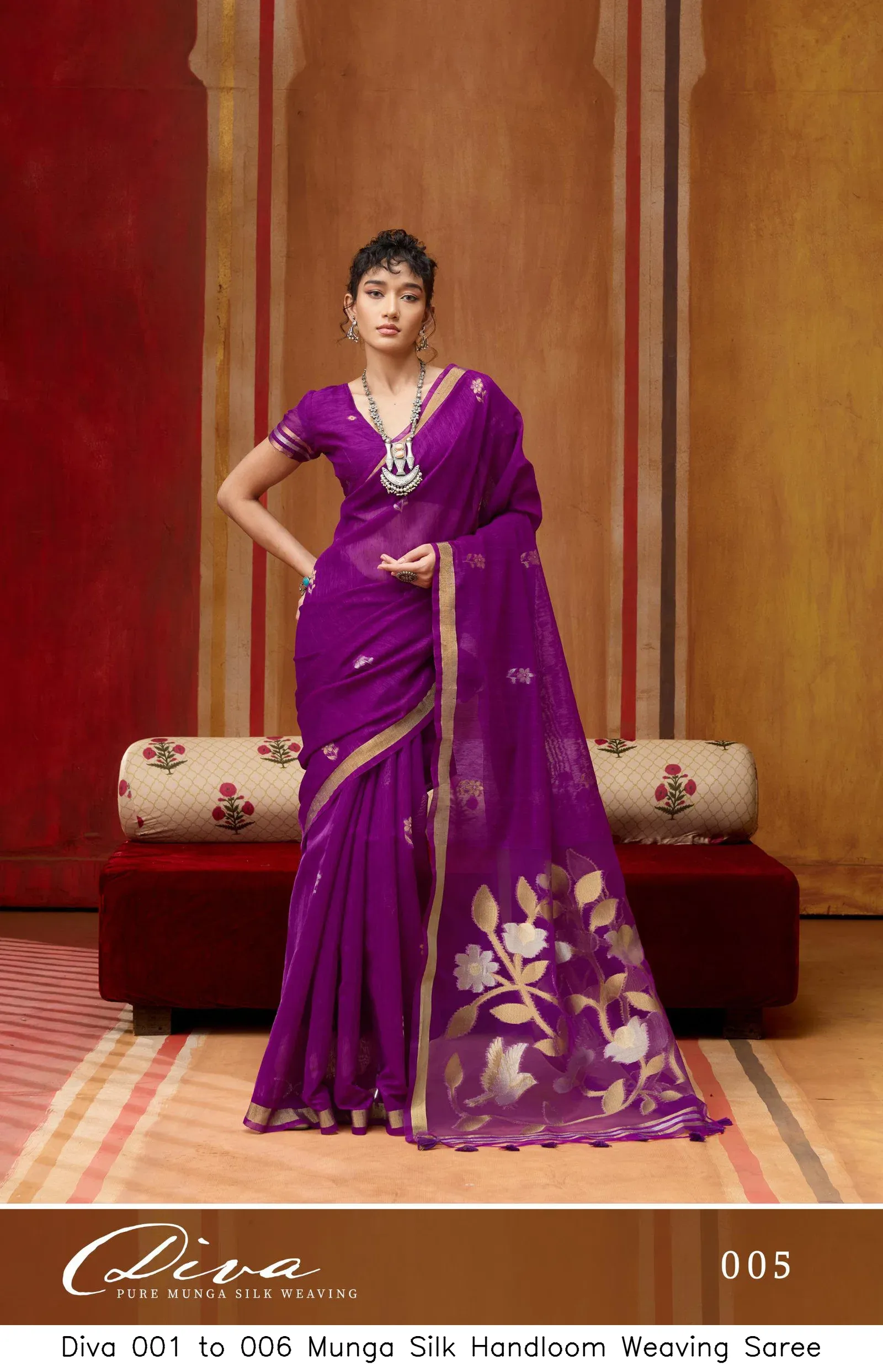 Diva 001 to 006 Munga Silk Handloom Weaving Saree