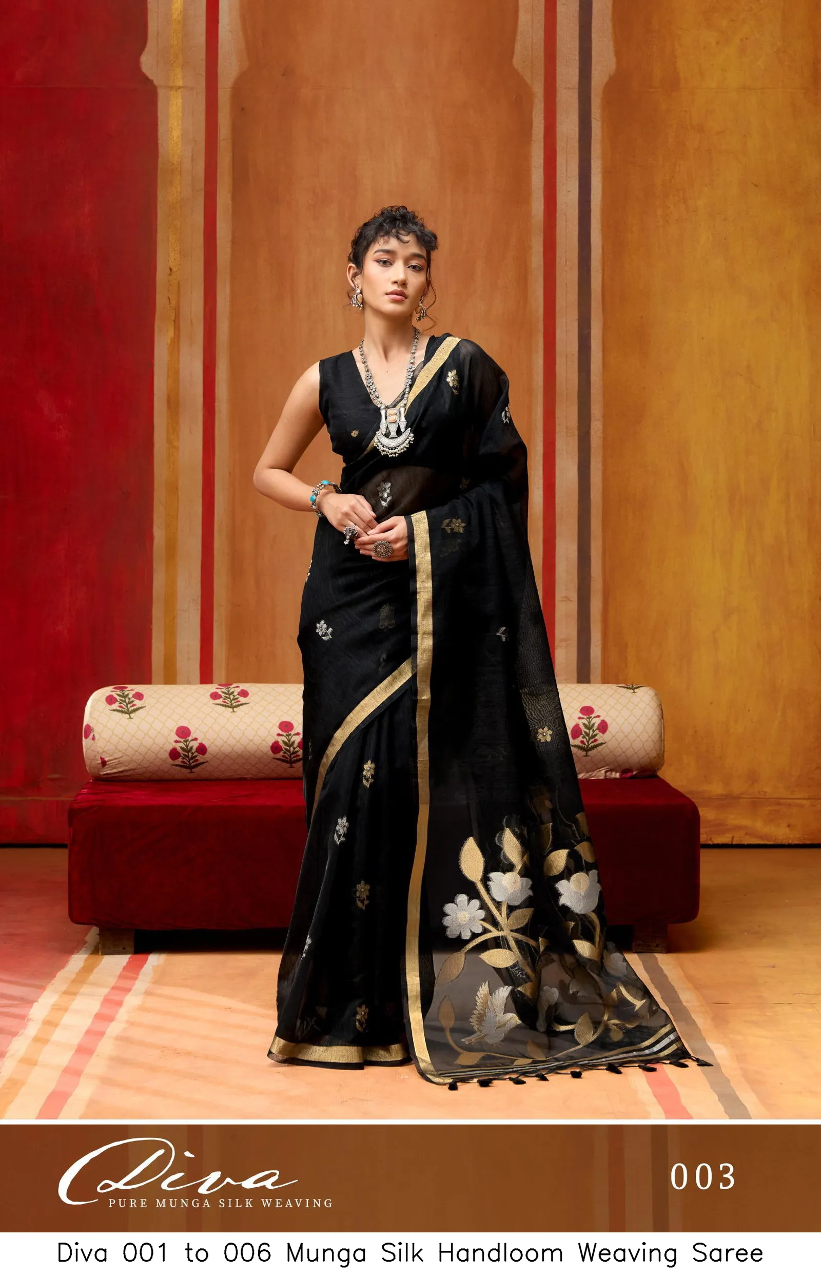 Diva 001 to 006 Munga Silk Handloom Weaving Saree - Image 2