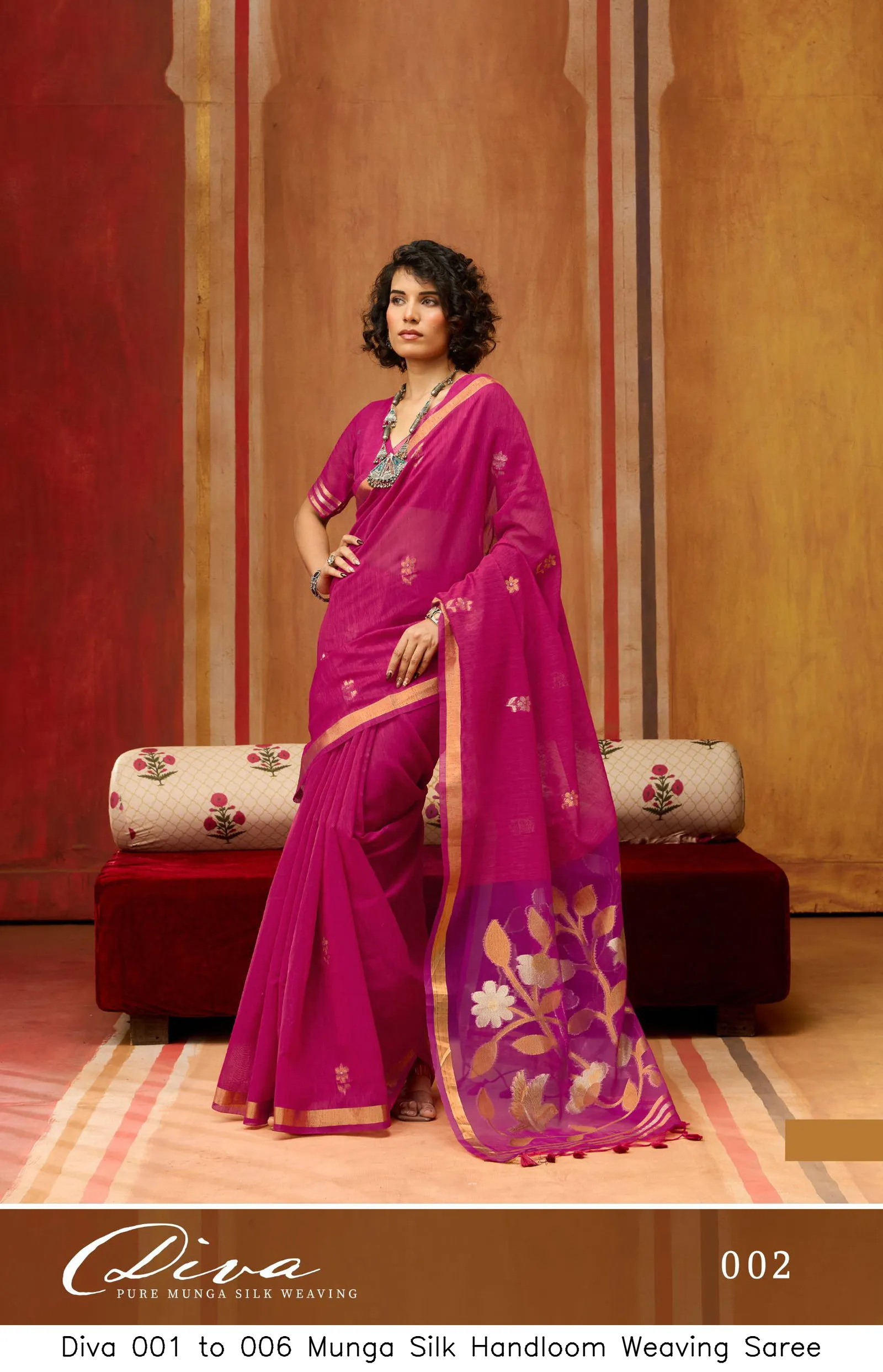 Diva 001 to 006 Munga Silk Handloom Weaving Saree - Image 3