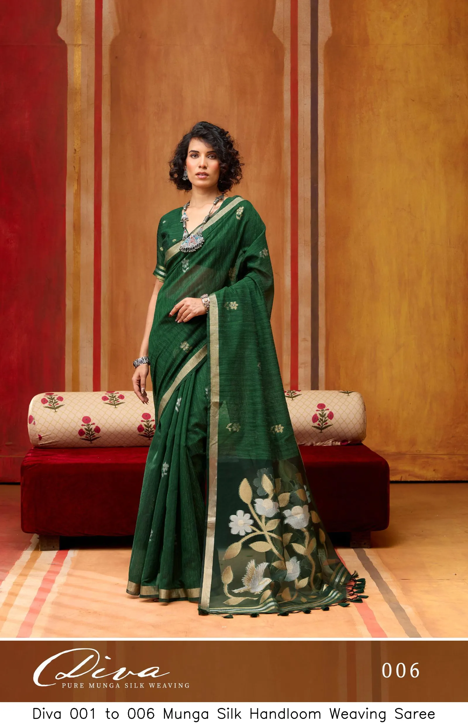 Diva 001 to 006 Munga Silk Handloom Weaving Saree - Image 4