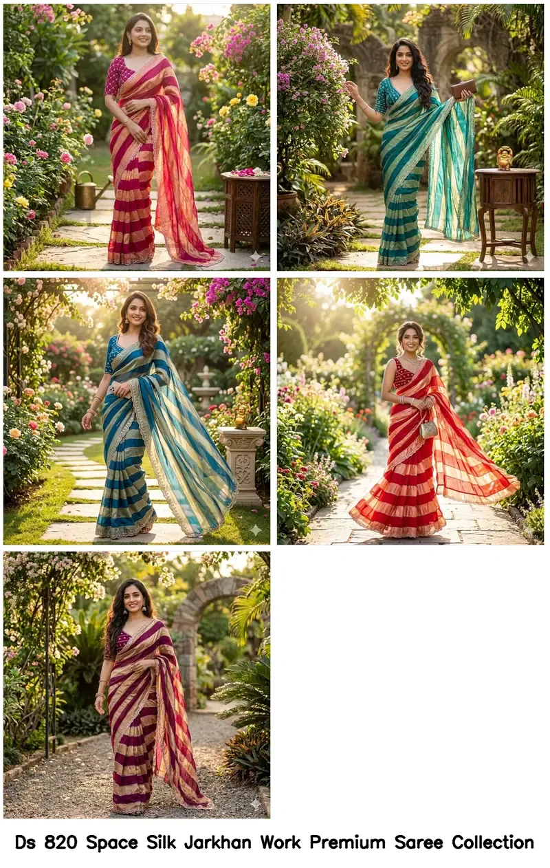 Ds 820 Space Silk Jarkhan Work Premium Saree Collection - Image 10