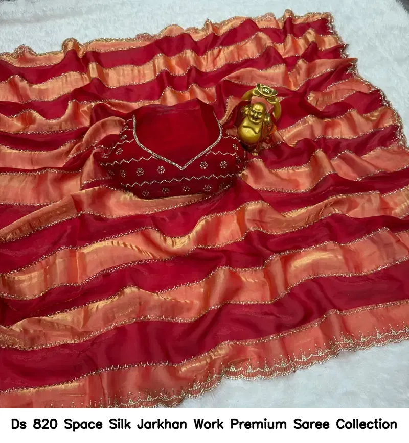 Ds 820 Space Silk Jarkhan Work Premium Saree Collection - Image 11