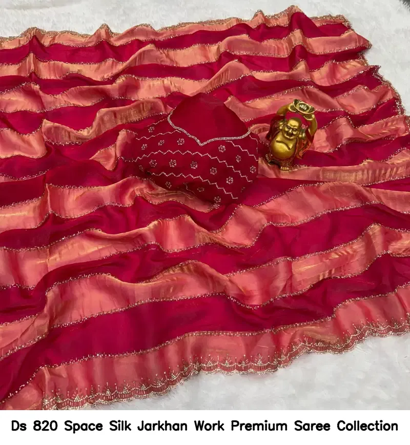 Ds 820 Space Silk Jarkhan Work Premium Saree Collection - Image 2