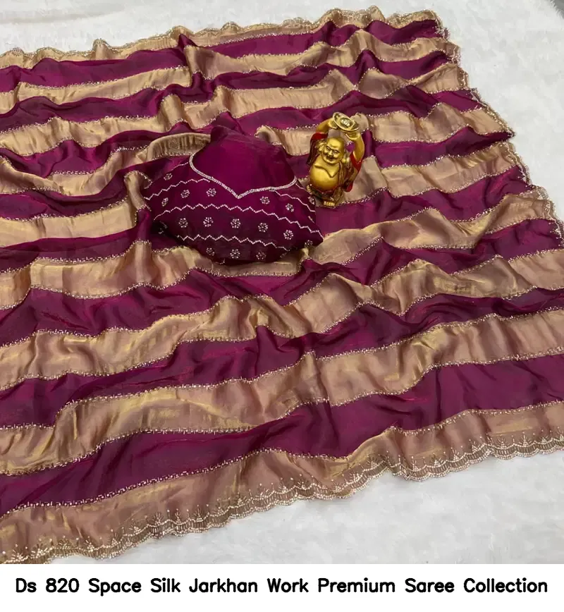 Ds 820 Space Silk Jarkhan Work Premium Saree Collection - Image 7