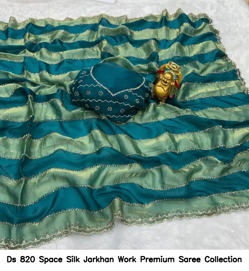 Ds 820 Space Silk Jarkhan Work Premium Saree Collection - Image 8