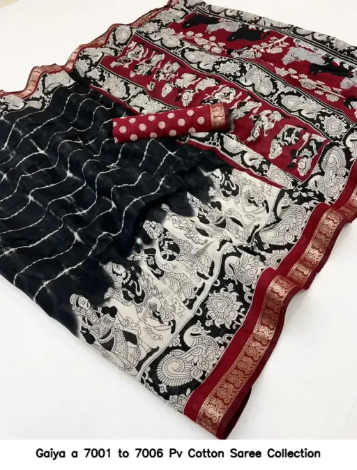 Gaiya a 7001 to 7006 Pv Cotton Saree Collection