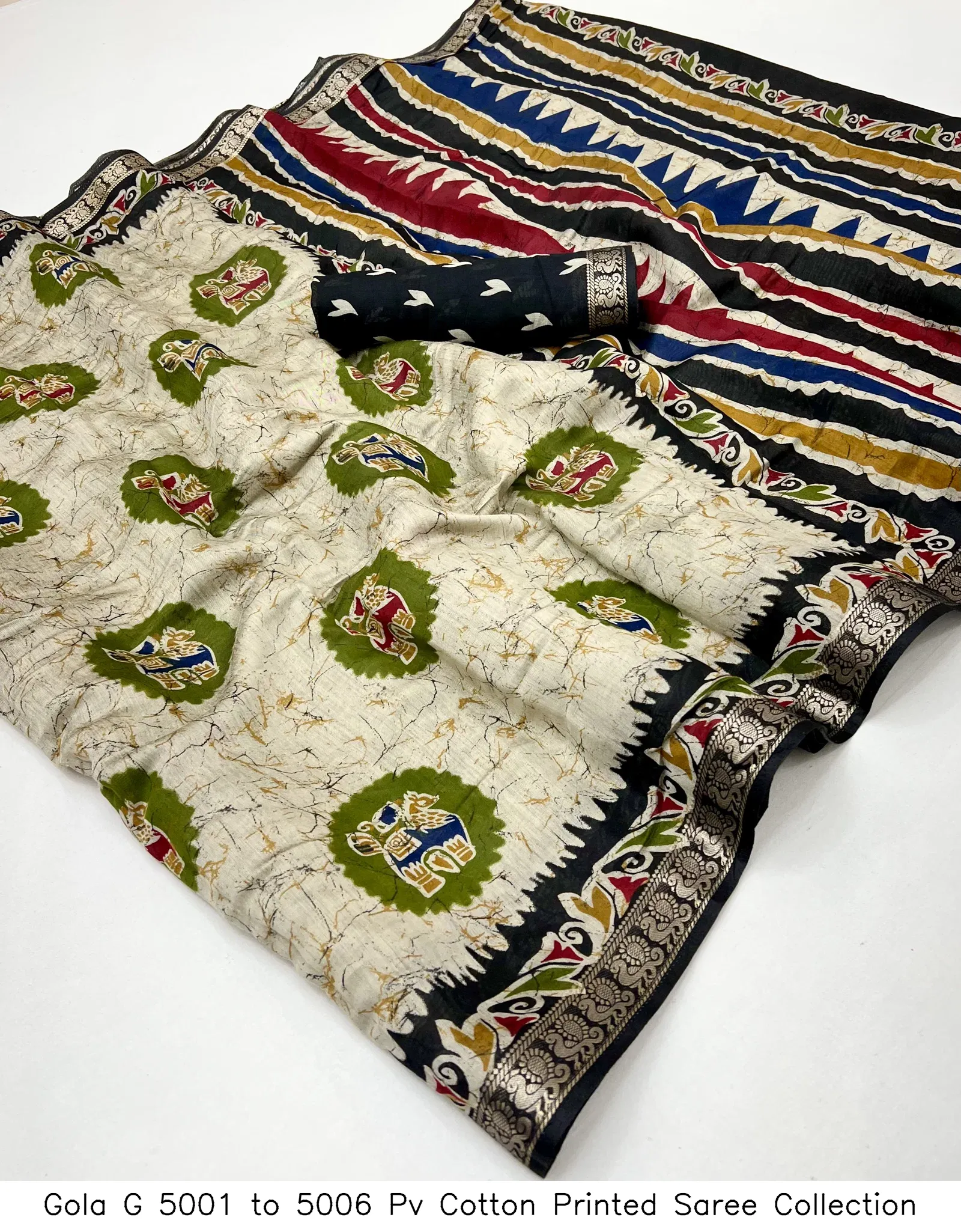 Gola G 5001 to 5006 Pv Cotton Printed Saree Collection - Image 2