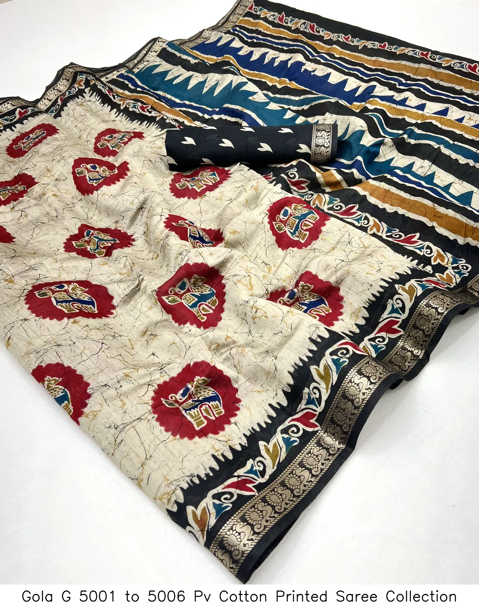 Gola G 5001 to 5006 Pv Cotton Printed Saree Collection - Image 4
