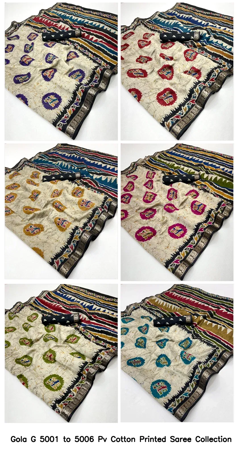 Gola G 5001 to 5006 Pv Cotton Printed Saree Collection - Image 6