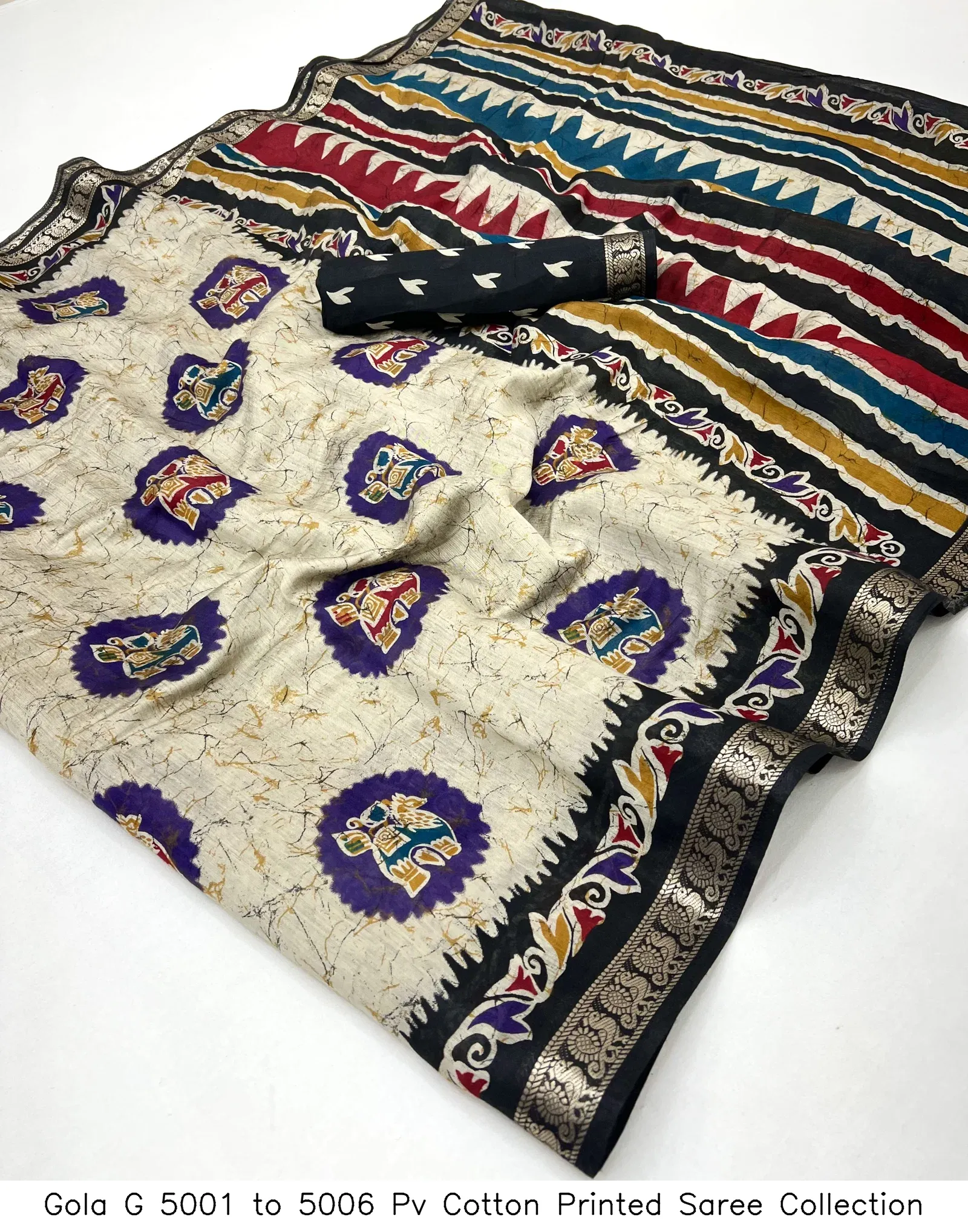 Gola G 5001 to 5006 Pv Cotton Printed Saree Collection - Image 8
