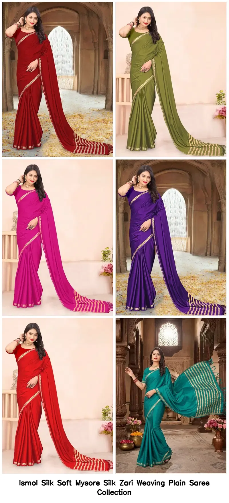 Ismol Silk Soft Mysore Silk Zari Weaving Plain Saree Collection - Image 10