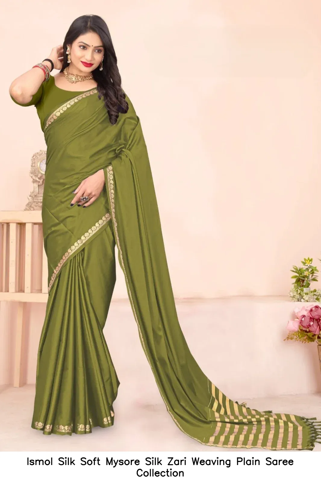 Ismol Silk Soft Mysore Silk Zari Weaving Plain Saree Collection - Image 11
