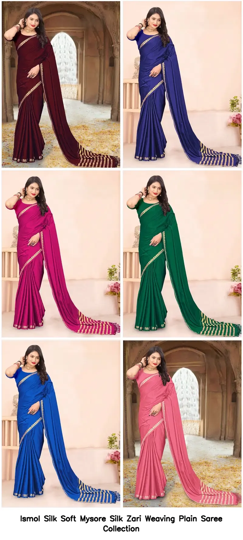 Ismol Silk Soft Mysore Silk Zari Weaving Plain Saree Collection - Image 4