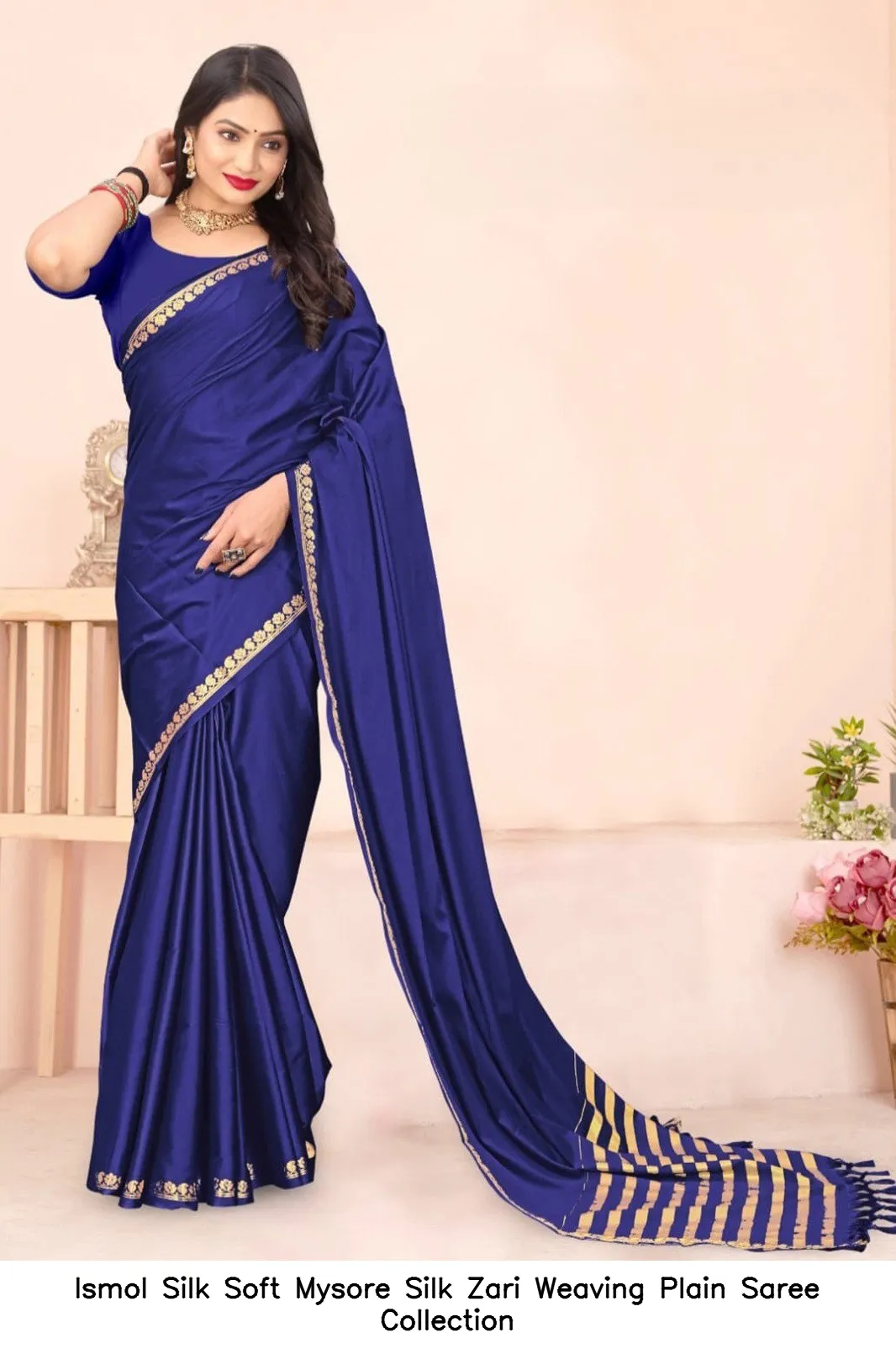 Ismol Silk Soft Mysore Silk Zari Weaving Plain Saree Collection - Image 6