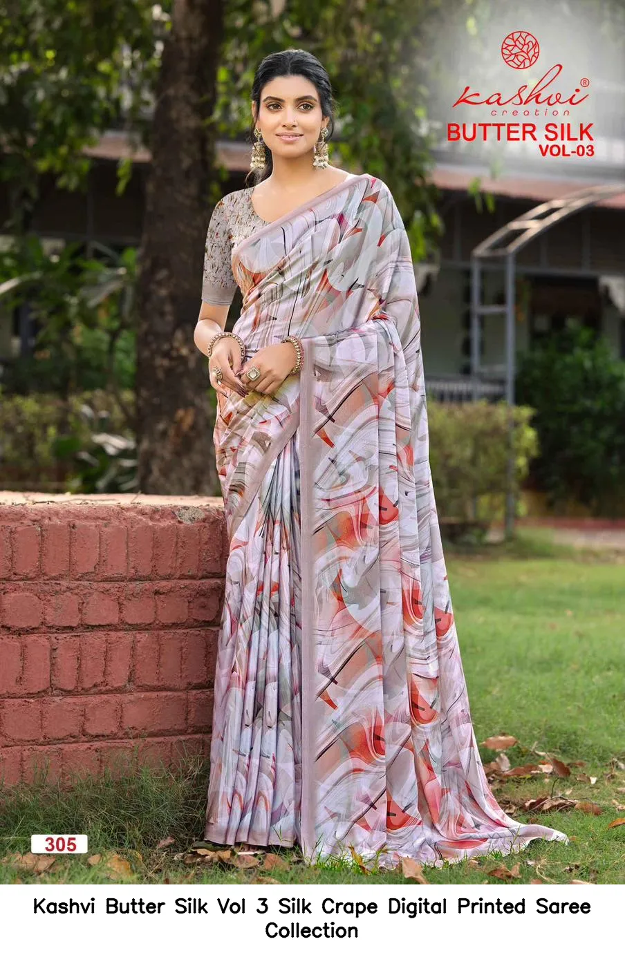 Kashvi Butter Silk Vol 3 Silk Crape Digital Printed Saree Collection - Image 10