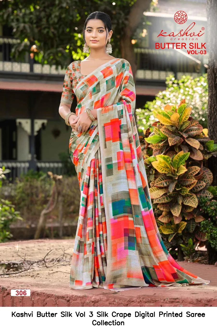 Kashvi Butter Silk Vol 3 Silk Crape Digital Printed Saree Collection - Image 2