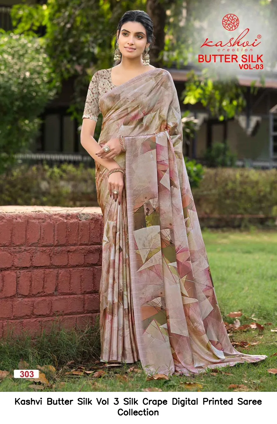 Kashvi Butter Silk Vol 3 Silk Crape Digital Printed Saree Collection - Image 3