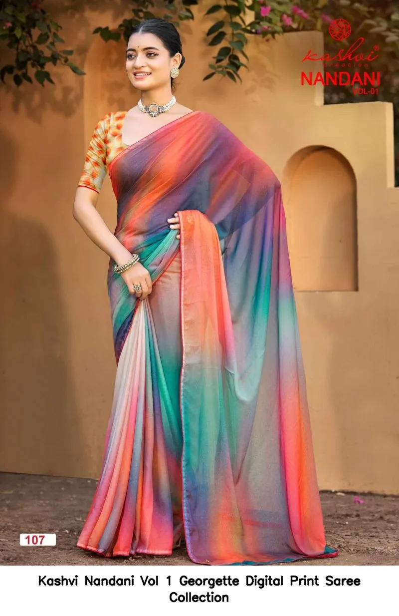Kashvi Nandani Vol 1 Georgette Digital Print Saree Collection - Image 3