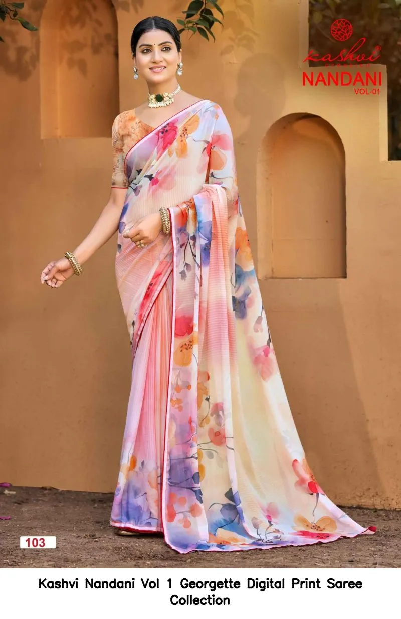 Kashvi Nandani Vol 1 Georgette Digital Print Saree Collection - Image 5