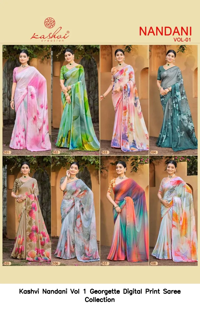 Kashvi Nandani Vol 1 Georgette Digital Print Saree Collection - Image 7