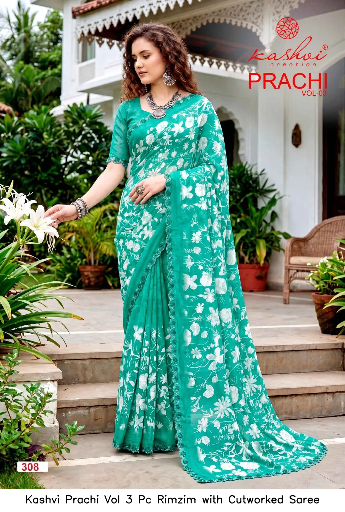 Kashvi Prachi Vol 3 Pc Rimzim with Cutworked Saree - Image 4