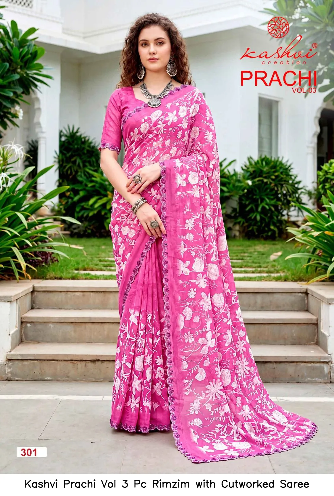 Kashvi Prachi Vol 3 Pc Rimzim with Cutworked Saree - Image 9