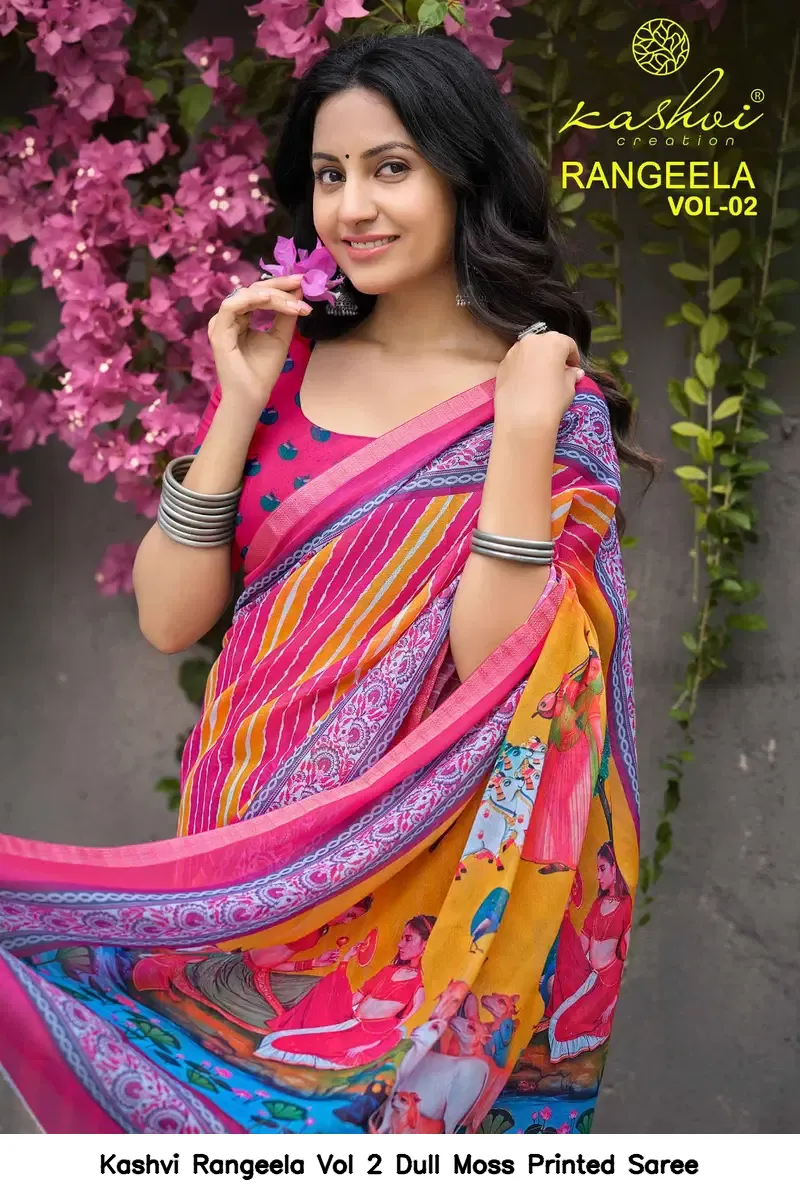 Kashvi Rangeela Vol 2 Dull Moss Printed Saree